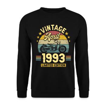 Oldtimer-Biker geboren April 1993 30-jähriges Jubiläum - Unisex Pullover - Schwarz - Vorne - Alina (178cm) & Michal (187cm)