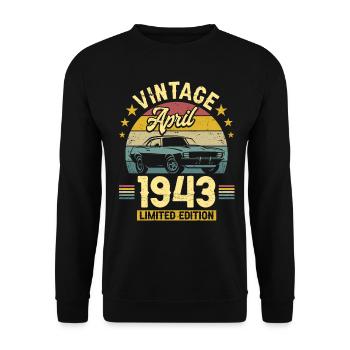 Vintage April 1943 80 years anniversary - Unisex Sweatshirt - black - Front - Alina (178cm) & Michal (187cm)