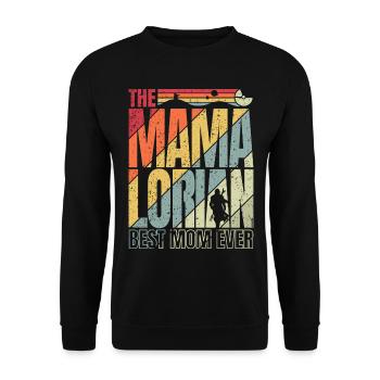 The Mamalorian Vintage: Best Mom! - Unisex Sweatshirt - black - Front - Alina (178cm) & Michal (187cm)