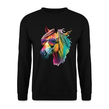 Pferdekopf Bunt Reite Pferde Rassen - Unisex Pullover - Schwarz - Vorne - Alina (178cm) & Michal (187cm)