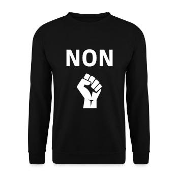 NON dessin pour manif, manifestation, réforme - Sweat-shirt Unisexe - noir - Devant - Alina (178cm) & Michal (187cm)