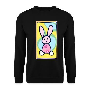 Pastel Bunny Easter Bunny on Yellow Background - Unisex Sweatshirt - black - Front - Alina (178cm) & Michal (187cm)