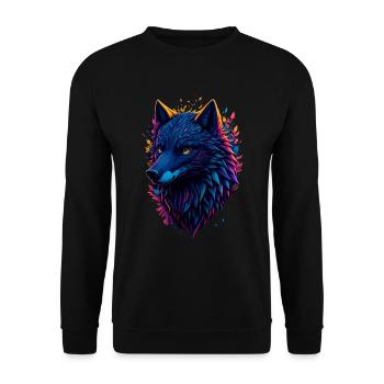 colorful abstract wolf - Unisex Sweatshirt - black - Front - Alina (178cm) & Michal (187cm)