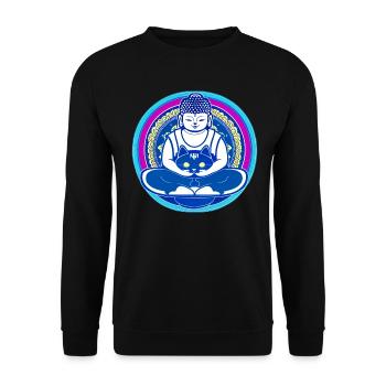 Symbole Bouddha avec chat - Sweat-shirt Unisexe - noir - Devant - Alina (178cm) & Michal (187cm)