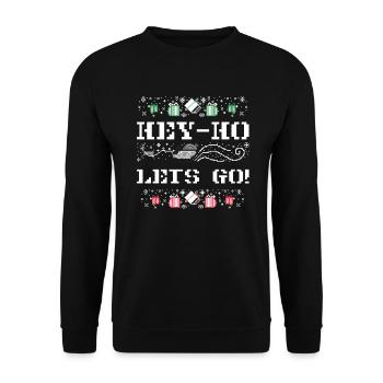 Hey Ho Lets Go Ugly Christmas - Unisex Pullover - Schwarz - Vorne - Alina (178cm) & Michal (187cm)