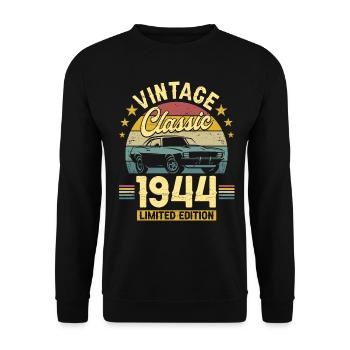 Vintage Car Year 1944 80 Years Anniversary - Unisex Sweatshirt - black - Front - Alina (178cm) & Michal (187cm)