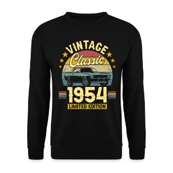 Vintage Car Year 1954 70 Years Anniversary - Unisex Sweatshirt - black - Front - Alina (178cm) & Michal (187cm)