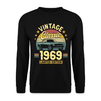 Vintage Car Year 1969 55 Years Anniversary - Unisex Sweatshirt - black - Front - Alina (178cm) & Michal (187cm)