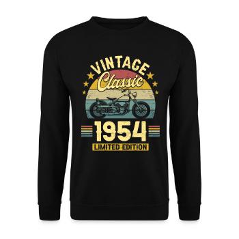 Motorcycle Year 1954 Biker 70 Years Anniversary - Unisex Sweatshirt - black - Front - Alina (178cm) & Michal (187cm)