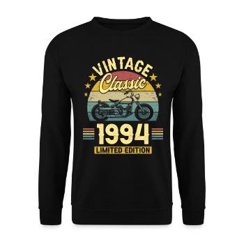 Moto Année 1994 Motard 30 Ans Anniversaire - Sweat-shirt Unisexe - noir - Devant - Alina (178cm) & Michal (187cm)