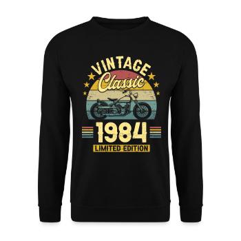 Motorcycle Year 1984 Biker 40 Years Anniversary - Unisex Sweatshirt - black - Front - Alina (178cm) & Michal (187cm)