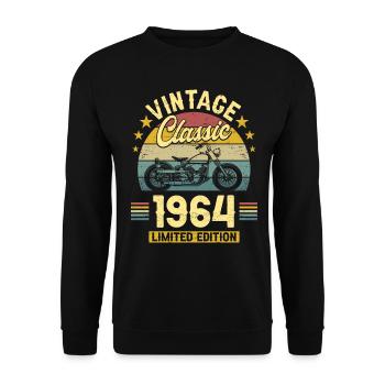 Moto Année 1964 Motard 60 Ans Anniversaire - Sweat-shirt Unisexe - noir - Devant - Alina (178cm) & Michal (187cm)