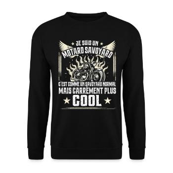 Carrément Plus Cool Motard Savoyard Cadeau Moto - Sweat-shirt Unisexe - noir - Devant - Alina (178cm) & Michal (187cm)