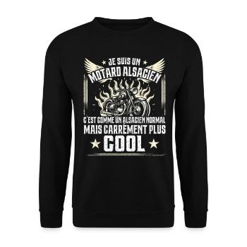 Carrément Plus Cool Motard Alsacien Cadeau Moto - Sweat-shirt Unisexe - noir - Devant - Alina (178cm) & Michal (187cm)