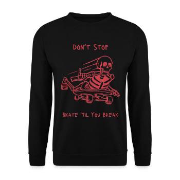 Totenkopf Skelett Skateboard Design - Unisex Pullover - Schwarz - Vorne - Alina (178cm) & Michal (187cm)
