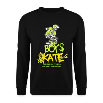 Boy Skateboarding Skull Graphic Design - Unisex Sweatshirt - black - Front - Alina (178cm) & Michal (187cm)