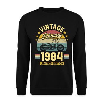 Motard 40 Ans 1984 Février 40 Ans Anniversaire - Sweat-shirt Unisexe - noir - Devant - Alina (178cm) & Michal (187cm)