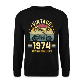 Motard 50 Ans 1974 Février 50 Ans Anniversaire - Sweat-shirt Unisexe - noir - Devant - Alina (178cm) & Michal (187cm)
