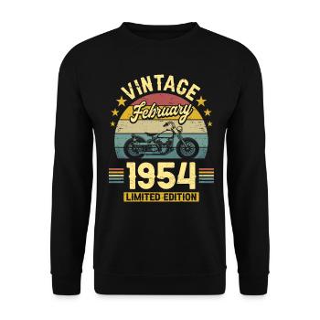 Biker 70 Years Old 1954 February 70 Years Anniversary - Unisex Sweatshirt - black - Front - Alina (178cm) & Michal (187cm)