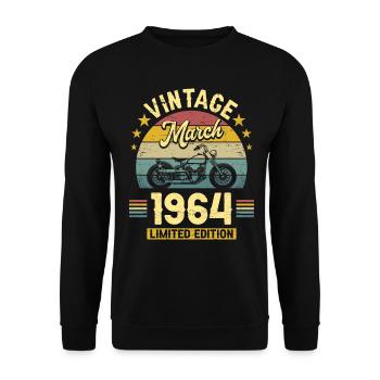 Motard 60 Ans 1964 Mars 60 Ans Anniversaire - Sweat-shirt Unisexe - noir - Devant - Alina (178cm) & Michal (187cm)