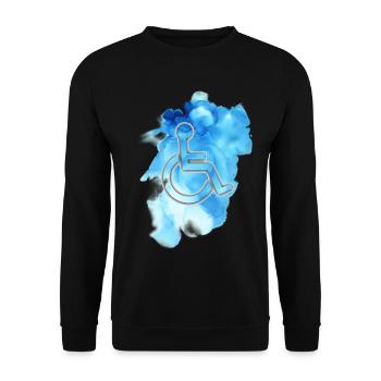 Wheelchair symbol with blue background # - Unisex Sweatshirt - black - Front - Alina (178cm) & Michal (187cm)