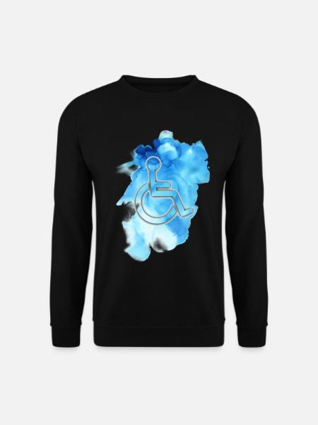 Symbole de fauteuil roulant sur fond bleu # - Sweat-shirt Unisexe - noir