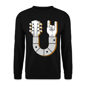 Musical Guitar Hand Sign Illustration - Unisex Sweatshirt - black - Front - Alina (178cm) & Michal (187cm)