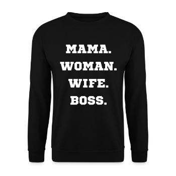 MAMA WOMAN WIFE - Unisex Pullover - Schwarz - Vorne - Alina (178cm) & Michal (187cm)