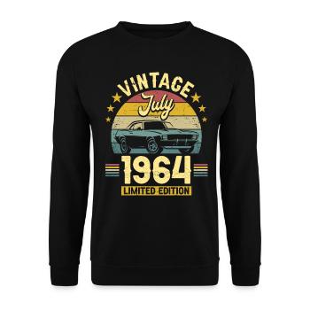 Juli 1964 Auto zum 60-jährigen Jubiläum - Unisex Pullover - Schwarz - Vorne - Alina (178cm) & Michal (187cm)