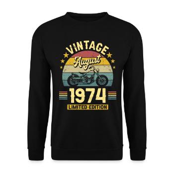 Motard 50 Ans 1974 Aout Anniversaire - Sweat-shirt Unisexe - noir - Devant - Alina (178cm) & Michal (187cm)