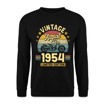 Biker 70 Year Old 1954 August Anniversary - Unisex Sweatshirt - black - Front - Alina (178cm) & Michal (187cm)