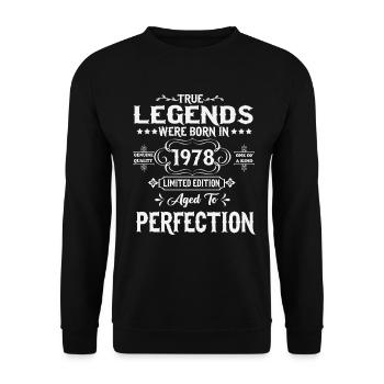 Légende Depuis 1978 Vintage Vintage Anniversaire - Sweat-shirt Unisexe - noir - Devant - Alina (178cm) & Michal (187cm)
