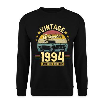 Septembre 1994 Voiture 30ème Anniversaire - Sweat-shirt Unisexe - noir - Devant - Alina (178cm) & Michal (187cm)