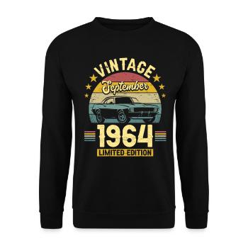 September 1964 Auto zum 60-jährigen Jubiläum - Unisex Pullover - Schwarz - Vorne - Alina (178cm) & Michal (187cm)
