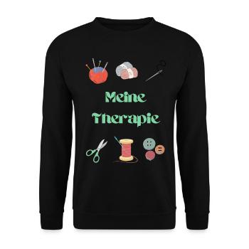 My therapy: crochet & sewing - Unisex Sweatshirt - black - Front - Alina (178cm) & Michal (187cm)