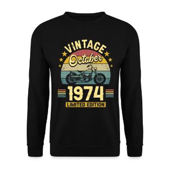 Motard 50 Ans 1974 Octobre Anniversaire - Sweat-shirt Unisexe - noir - Devant - Alina (178cm) & Michal (187cm)