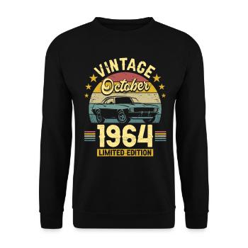 Oktober 1964 Auto zum 60-jährigen Jubiläum - Unisex Pullover - Schwarz - Vorne - Alina (178cm) & Michal (187cm)