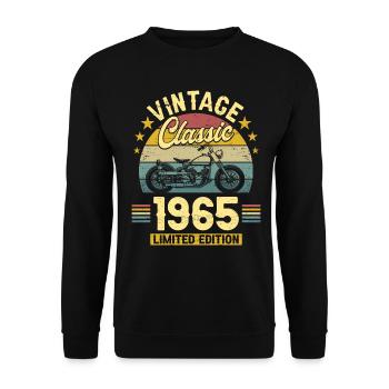 Année Millésime 1965 Motard 60 Ans Anniversaire - Sweat-shirt Unisexe - noir - Devant - Alina (178cm) & Michal (187cm)