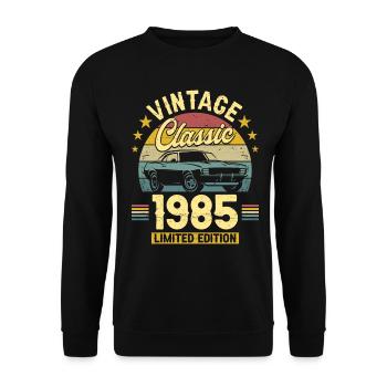 Voiture Année Millésime 1985 40 Ans Anniversaire - Sweat-shirt Unisexe - noir - Devant - Alina (178cm) & Michal (187cm)
