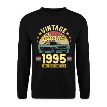 Car Year Vintage 1995 30 Years Anniversary - Unisex Sweatshirt - black - Front - Alina (178cm) & Michal (187cm)