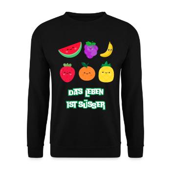Life Is Sweeter With Fruit - Unisex Sweatshirt - black - Front - Alina (178cm) & Michal (187cm)