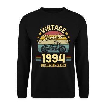 Biker 30 Years Old 1994 November Birthday - Unisex Sweatshirt - black - Front - Alina (178cm) & Michal (187cm)