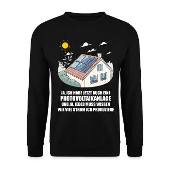 Photovoltaikanlage, Solarstrom, Sonnenenergie - Unisex Pullover - Schwarz - Vorne - Alina (178cm) & Michal (187cm)