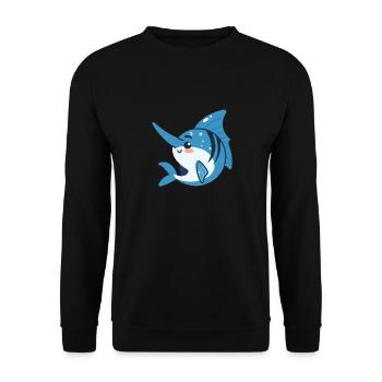 Schwertfisch in Bewegung - Unisex Pullover - Schwarz - Vorne - Alina (178cm) & Michal (187cm)