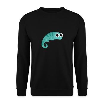 Einzigartiges und Wandelndes Chamäleon - Unisex Pullover - Schwarz - Vorne - Alina (178cm) & Michal (187cm)