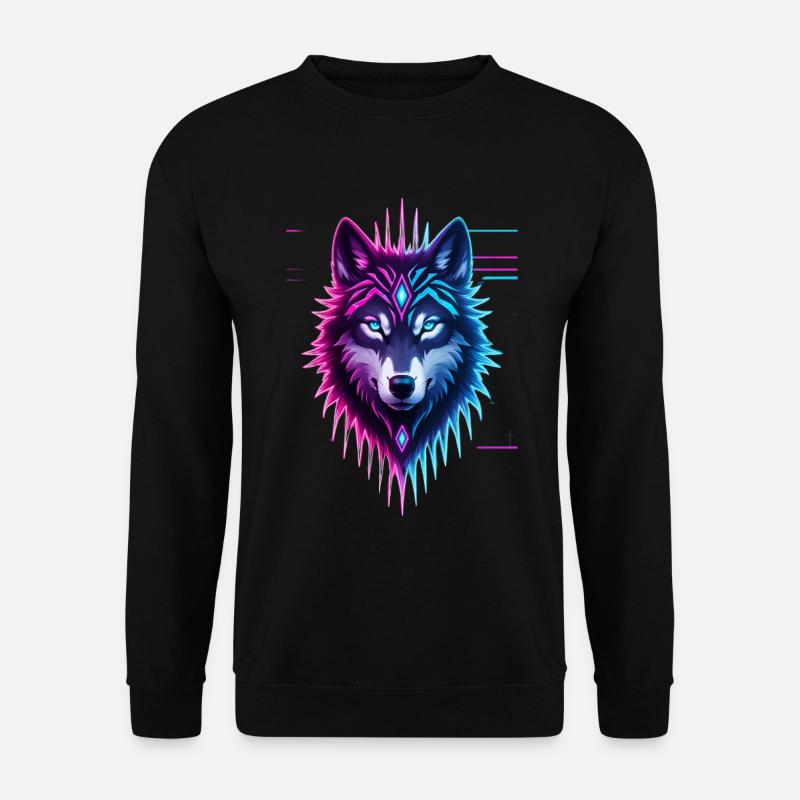 Neon Wolf Crystal Crown - Unisex Sweatshirt - black