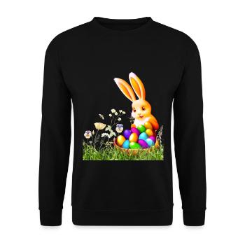 Easter bunny with colorful eggs - Unisex Sweatshirt - black - Front - Alina (178cm) & Michal (187cm)