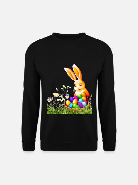 Osterhase mit bunten Eiern - Unisex Pullover - Schwarz