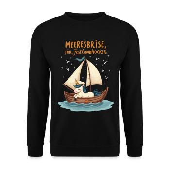 Segel Einhorn Ahoi ! - Unisex Pullover - Schwarz - Vorne - Alina (178cm) & Michal (187cm)