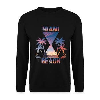 Miami Beach Sunset Silhouette Design - Unisex Sweatshirt - black - Front - Alina (178cm) & Michal (187cm)